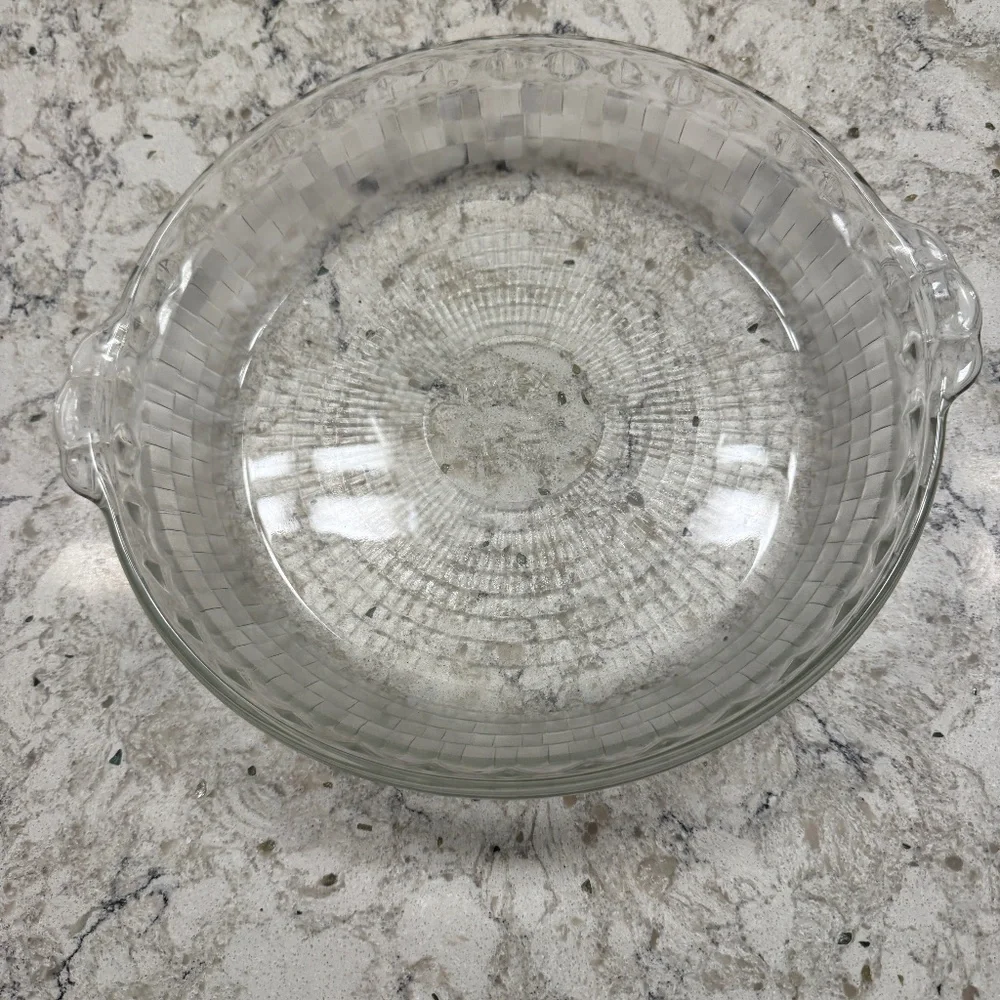 Rare Vintage Pyrex pie plate‎ model 229 -9.5 in clear tempered glass made in USA